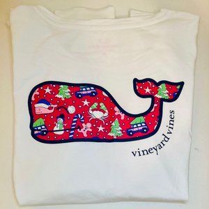 White vineyard vines long sleeve with Christmas pattern